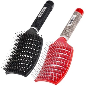 Boar Bristle Hair Brush Set Curved Vented Detangler for Dry Wet Fine Thick Hair - Picture 1 of 6