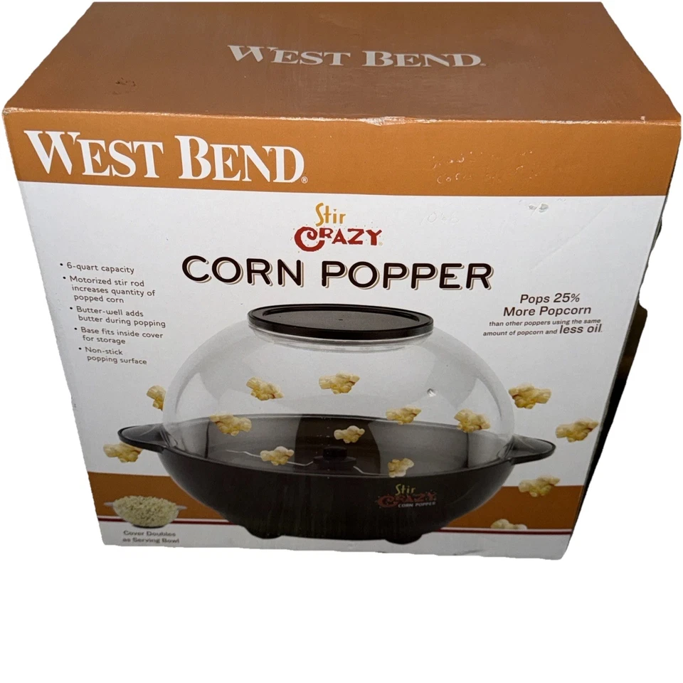 West Bend Stir Crazy 6 кварт горячее масло попкорн поппер новый из старых запасов - Изображение 1 из 1
