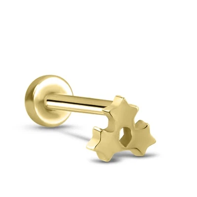 Anillo de nariz con pasador de empuje Labret sin rosca Monroe Stud triple estrella 16G 18G 20G Foto 1 de 2