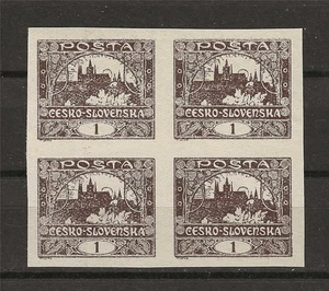 Czechoslovakia 1919 Sc# 23 imperf Rhadcany at Prague block 4 MNH - Picture 1 of 1