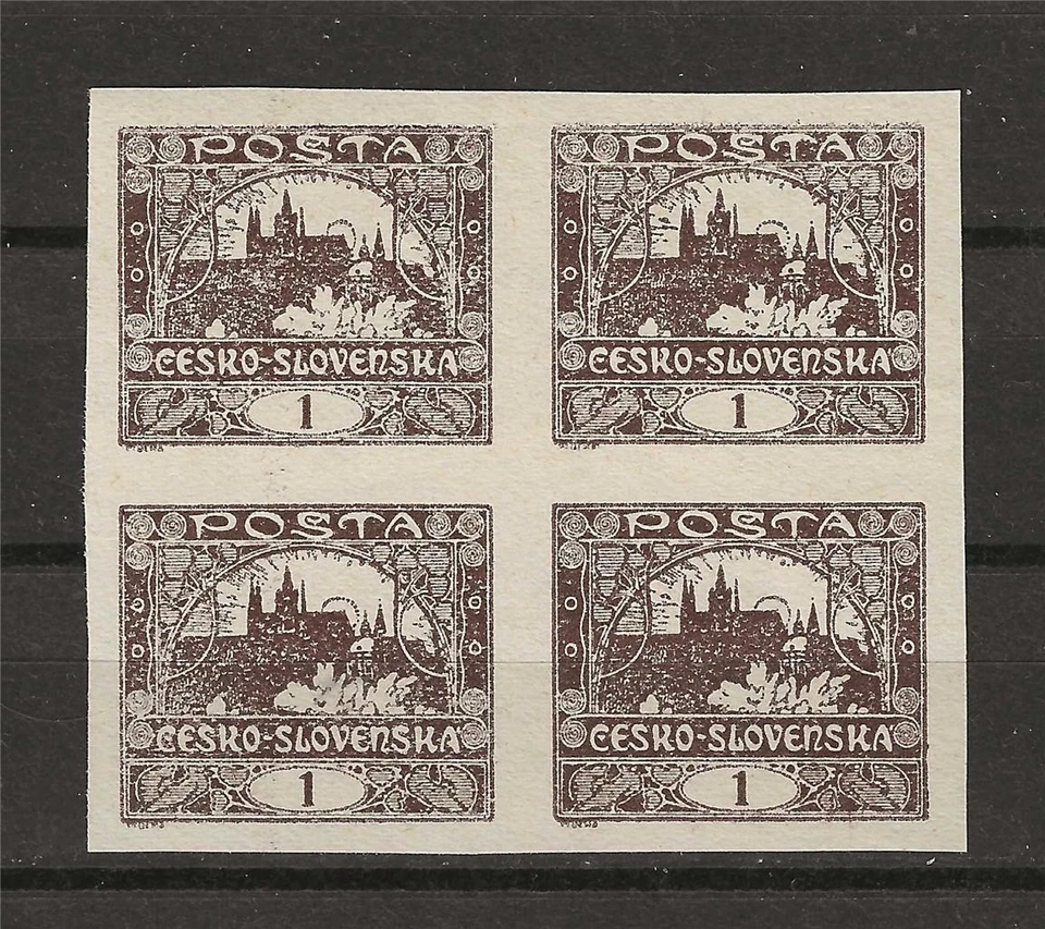 Czechoslovakia 1919 Sc# 23 imperf Rhadcany at Prague block 4 MNH - Image 1 of 1