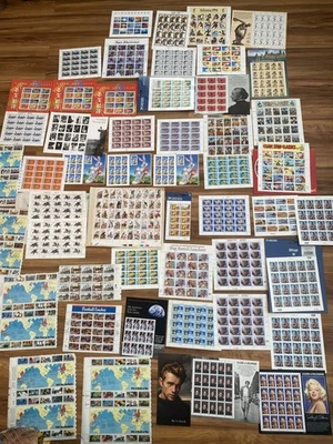 US UNUSED STAMPS, SHEETS & BOOKLETS ALL DIFFERENT LOT FV Stamps 1980s -1990s  - Image 1 of 4