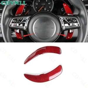 Interruptor de paletas de cambio de volante de fibra de carbono rojo para Porsche Cayenne 2011-17 - Imagen 1 de 8