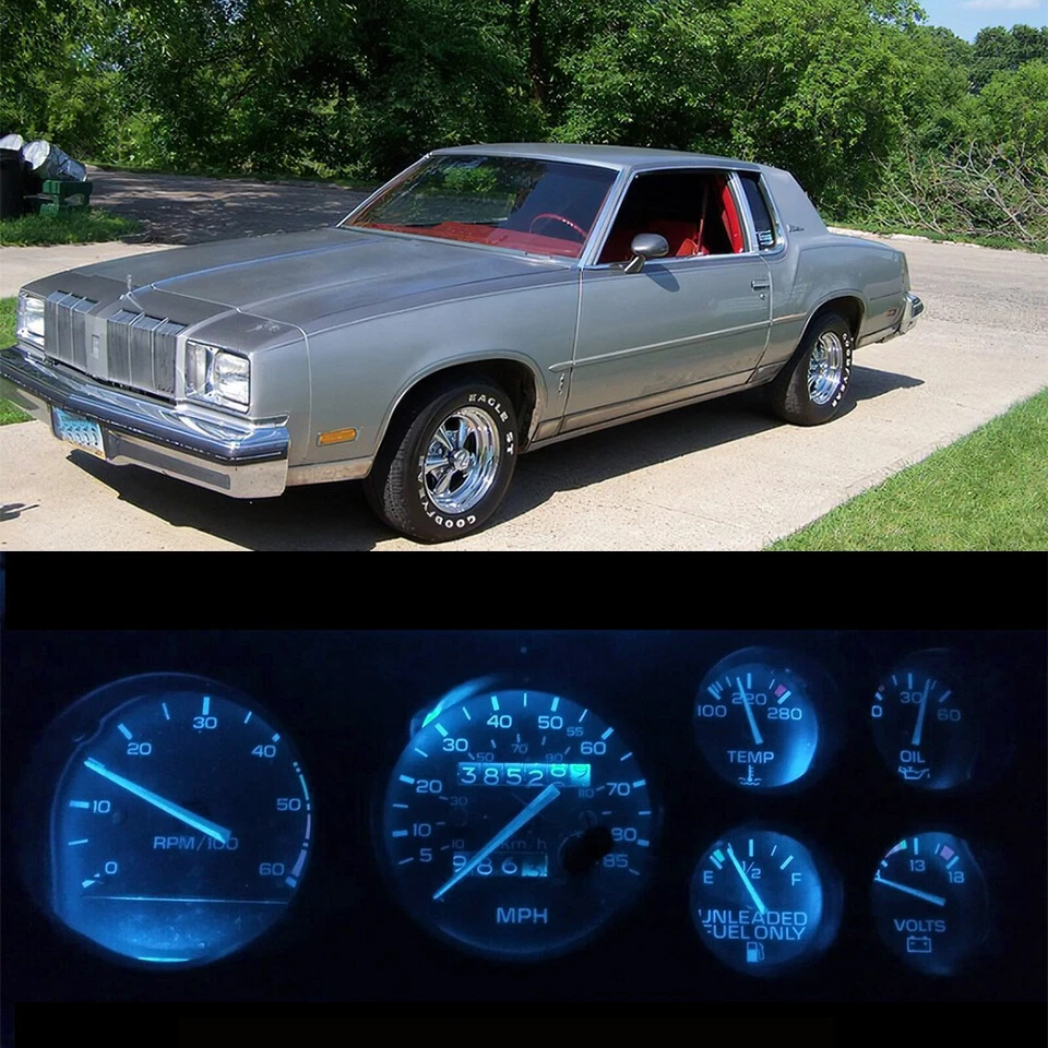Cuadro de instrumentos LED azul hielo para Oldsmobile 78-88 Cutlass Tach Foto 1 de 4