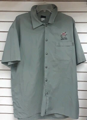 Camisa de Trabajo Fat Tire Ámbar Ale Ouray Abotonada Manga Corta Gris Verde Bordado Foto 1 de 4