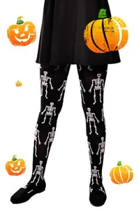 Trick or Treat Halloween fancy party girl's Skeletons tights 6-16 years - Picture 1 of 4