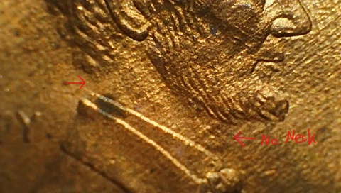 1992 Lincoln Memorial Cent with Weak Strike "No Neck" Lincoln Cover