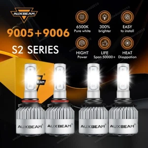 AUXBEAM 9005 9006 LED Headlight Kit Bulb High Low Beam Super White Bright 8000LM - Foto 1 di 12
