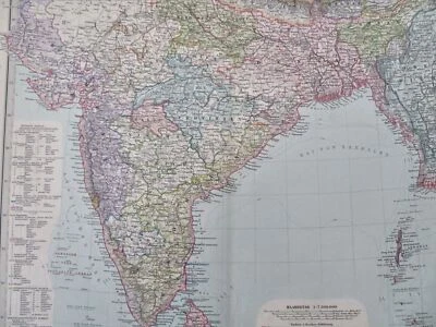 India Británica Myanmar Sri Lanka Delhi Calcuta Bombay Agra 1890 Mapa Petermann Foto 1 de 4