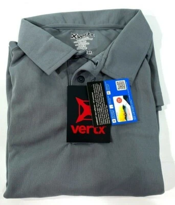NEW MENS VERTX LONG SLEEVE ACTION POLO WITH COLDBLACK VTX4020 GREY 3XL REG - Image 1 of 3