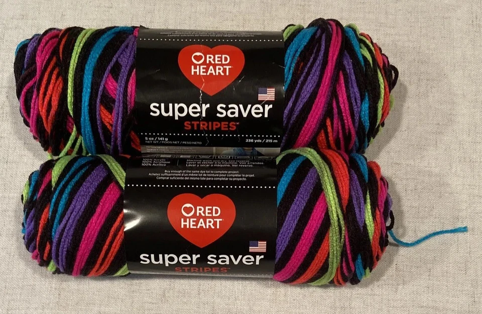 RED HEART Super Saver Yarn Neon Stripes
