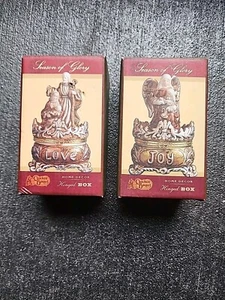 Set Of 2 NIB Vintage Cracker Barrel Season Of Glory Hinged Box Love And Joy - Picture 1 of 5