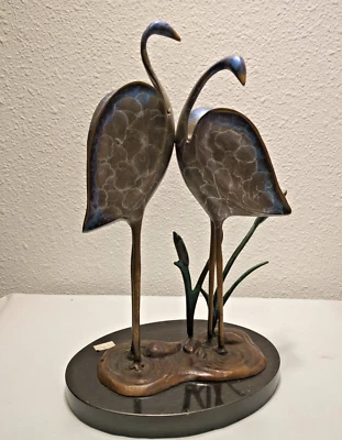 SPI Home Bronze sculpture of two cranes on marble base - Image 1 of 4