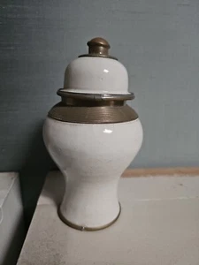 Piccolo vaso marocchino ceramica e metallo bianco set di 5 consegna veloce gratuita Natale - Foto 1 di 2