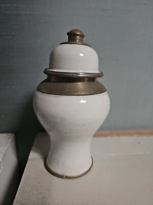 Jarrón pequeño marroquí de cerámica y metal blanco conjunto de 5 entrega rápida gratuita Navidad Foto 1 de 2