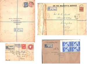Colección c1930 KG V cubiertas registradas Shrewsbury East Molsey Sandown London - Imagen 1 de 9