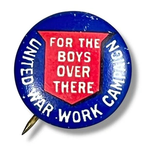 WW1 United War Work Pin 1918 Homefront Pinback For Boys Over There Lapel Badge - Picture 1 of 8