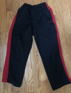 Nike Boy’s Therma-Fit Athletic Pants / Black With Red, Size 6 - Picture 1 of 3