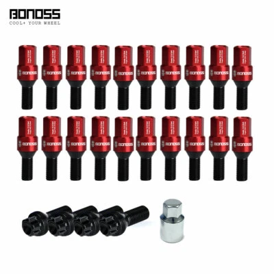 2012+ Fits Mini Cooper R56 F56 F57 F60 14X1.25 Locking Lug Wheel Bolts Red 20Pc — 第 1/4 张图片