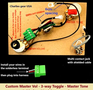 Custom Solderless HH Kabelbaum MOD -MV / Centralab 3-fach Kippschalter / MT - Bild 1 von 10