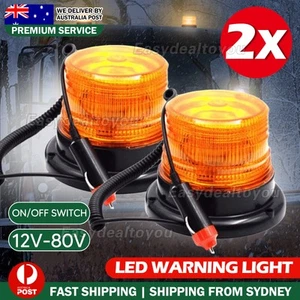 2PCS LED Beacon Flashing Lights Magnetic Strobe Emergency Warning Light Lamp 12V - Picture 1 of 11