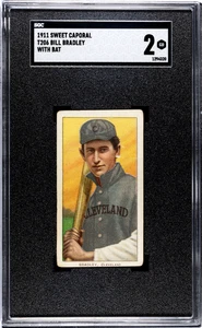 1909-11 T206 White Border Bill Bradley Sweet Cap 350-460/42 Cleveland SGC 2 GD - Picture 1 of 2