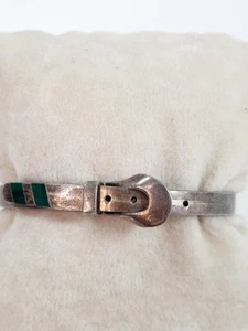 Vintage 950 Silber Gürtel Armband Stein Inlay TS-131 Mexico verstellbar aufklappbar... - Bild 1 von 14