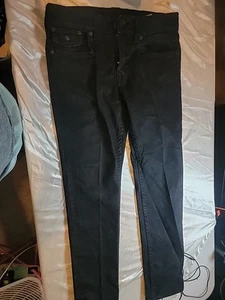 True Religion Herren 34 Rocco Flap Black Relaxed Skinny Jeans Black Denim "F017" - Bild 1 von 8