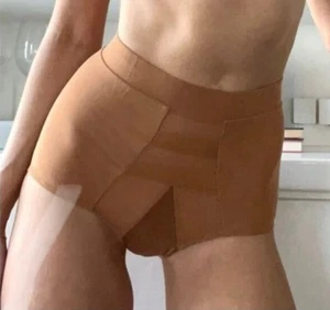 NUEVO CON ETIQUETAS $48 HAH X Free People Panty Cintura Alta Talla Mediana Marrón Azúcar Transparente Pin Up - Imagen 1 de 12