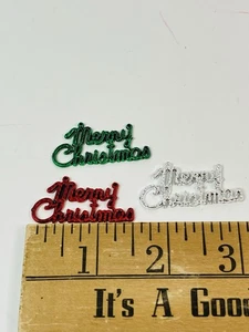 Dollhouse Merry Christmas Signs Set Of 3 Red Green Silver Miniature 1.5” - Picture 1 of 4
