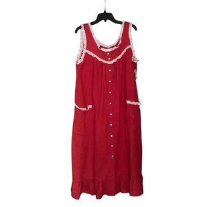 NWT Vintage Lanz of Salzbury Nightgown Women’s S Red/White Heart Buttons USA - Picture 1 of 7