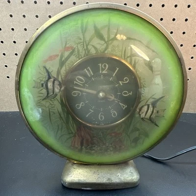 RELOJ ACUARIO SESIONES AÑOS 50 CON LUZ Y PEZ ÁNGEL GIRATORIO Giratorio Foto 1 de 4