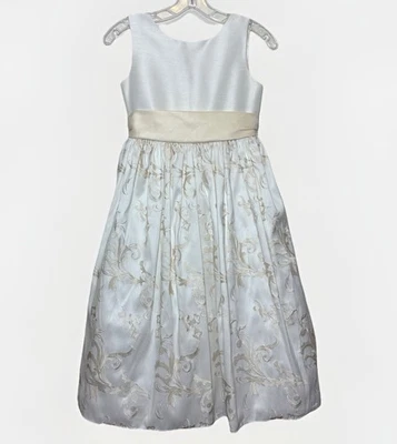 American Princess Girls Size 12 Ivory Gold Floral Formal Special Occasion Dress - Image 1 of 4