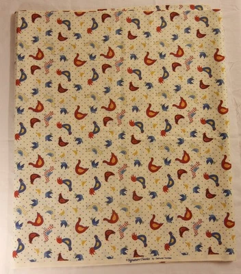 Tela de coser de algodón con estampado de gallos y arte popular de pollo de 2 yardas X 44 pulgadas de ancho Foto 1 de 3
