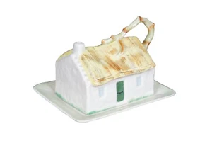 Irish Belleek Porcelain Cottage Farmhouse Butter Dish Cheese Bell Dome 7" - Bild 1 von 14