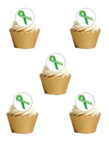 Cake Toppers Mental Health Awareness Ribbon 24 Pre-Cut 40mm Edible Wafer Paper - Picture 1 of 7