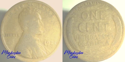 1921 Lincoln Wheat Cent - Woody Wood Cull Improper Alloy Mix - Rare Error Coin - Image 1 of 4