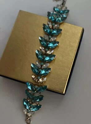 Hermosa Pulsera Guess Aguamarina y Cristal Blanco Foto 1 de 4