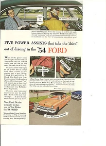  Magazine Ad-Vintage,  1954 Ford "Five Power Assists" - Picture 1 of 1