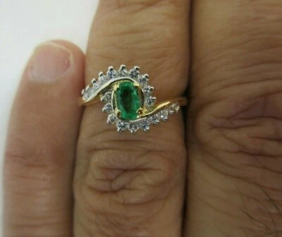 FORTUNOFF 14K Gold Diamond & Emerald Ring Diamond=1/2 Carat D-VS1   Value=$4,950 - Image 1 of 4
