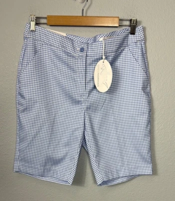 Pantalones Cortos Greg Norman Para Mujer Pata de Gallo Golf 8 Azul Blanco Ligeros 9" Nuevos con Etiquetas Foto 1 de 4