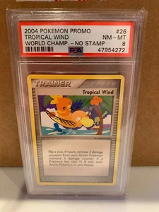 PSA 8 2004 Worlds Non-Holo Tropical Wind Black Star Pokemon Promo Card 026 - Picture 1 of 2