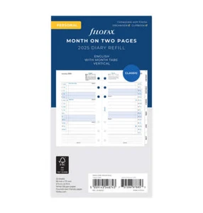 2025 Filofax Personal Size Month on 2 Pages Calendar with Month Tabs - 68425 - Picture 1 of 1