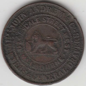 Token Australia 1860 Andrew John, Drew & Co Melbourne halfpenny very condition - Bild 1 von 2