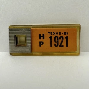 Vtg 1951 Texas Disabled American Veterans DAV Mini License Plate Key Chain Tag - Picture 1 of 4