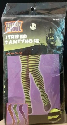 Pantimedias Totally Ghoul a Rayas Verdes y Negras Talla Única Nuevas en Caja Foto 1 de 2