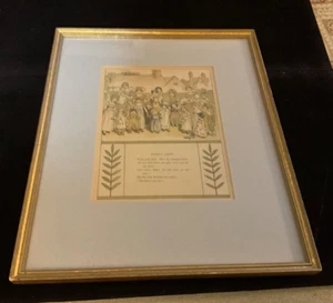 Kate Greenaway Original Woodblock Print Marigold Garden 1895 Street Show - Picture 1 of 5