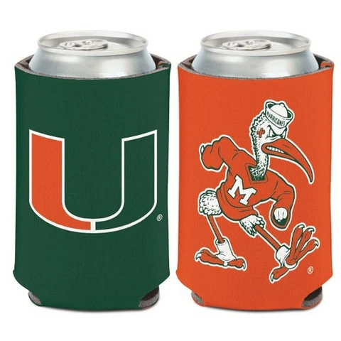 Miami Hurricanes Can Cooler Two Sided Design NCAA Collapsible Koozie Cover