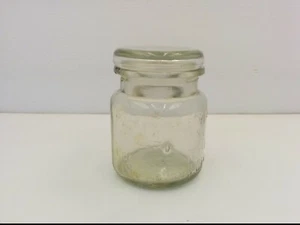 VINTAGE POMPEIAN CREAM GLASS JAR WITH LID, CLEVELAND OHIO, EMBOSSED, 3-1/2" TALL - Picture 1 of 9