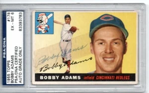 BOBBY ADAMS PSA DNA SIGNED 1955 TOPPS CARD REDS AUTOGRAPH - Picture 1 of 1
